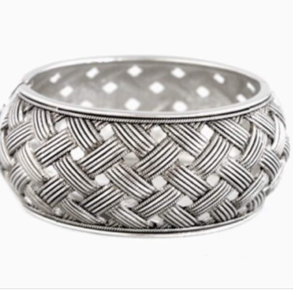 Weave Silver Color Bangle Bracelet